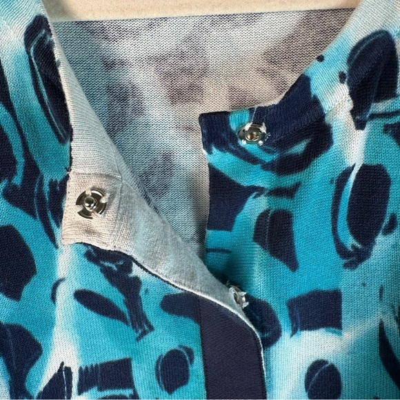 Liz Claiborne navy light, blue white cardigan, snap closure, spring plus size - Picture 4 of 10